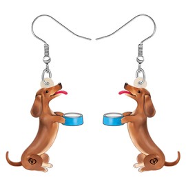 TIZURO Acrylic Cute Dachshund Earrings Funny Puppy Pets Dog Animals Dangle Novelty Jewelry For Women Dog Mom Charms Party Gifts (Yellow)