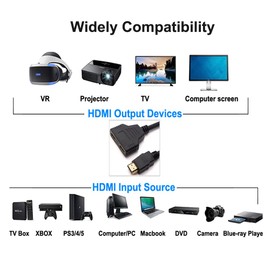 Azuxreza HDMI Splitter Adapter, 1080P HDMI Male to Dual HDMI Female, 1 to 2 Way HDMI Splitter Adapter Cable for HDTV HD, LED, LCD Monitor and Projectors, Supports Two TVs at the Same Time