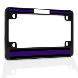 Fastasticdeals Metal Insert Bike License Plate Frame Police Departments Flag Thin Blue Line Weatherproof Motorcycle Accessories Black 4 Holes Solid Insert