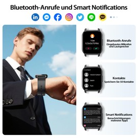 Smartwatch Herren Damen, 1,91" HD Touch Fitnessuhr mit Herzfrequenz SpO2 Schlafmonitor Schrittzähler, IP68 Wasserdicht Sportuhr mit 112+ Sportmodi, Smart Watch mit Telefonfunktion für IOS Android.