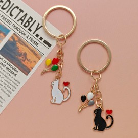 Lsphioole 2pack Cute Keychains For Women, Charming Cat Keychains For Couples, Funny Keychains For Friend