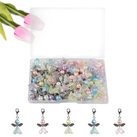 NIXRET Set of 50 Guardian Angel Building Kits, Pearl Angel Crafts, Angel Pendants, Pearl Angel Crafts for Weddings and Christenings, DIY Crafts (Color)