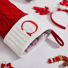 Senneny Christmas Stockings with Initials, 20” Large Embroidered Monogram Knitted Stockings for Family, Kids, Xmas Holiday Party Gifts & Decoration for Fireplace, Letter A