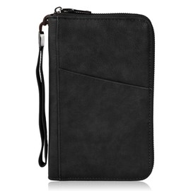 Amexo Travel Wallet Family Passport Holder RFID Blocking Travel Document Organiser Waterproof Holiday Passport Case for ID Card Credit Cards Flight Tickets Money Coins Gifts for Men Women (Black)