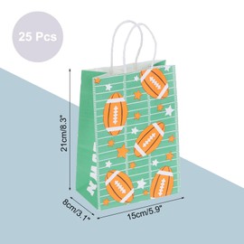 sourcing map 25pcs Rugby Gift Bags with Handles Bulk, 3.1"x8.3"x5.9" Rugby Gift Bags Sports Party Favor Bags for Kids Sports Theme, Birthday Party, Football Theme Event Gift Bag, Light Green