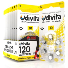 Udivita 120 Batterien f??r Ohr-H?rger?te Udivita Gr??e 10. - 20 Blister mit 6 Batterien