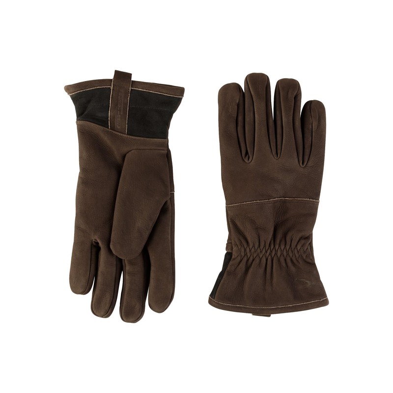 camel active Men's Leather Gloves, dark brown