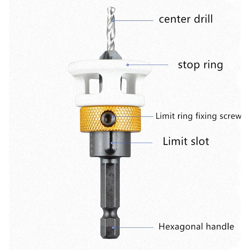 Walquicks Countersink Drill Bit Set with Adjustable Depth Stop, 4-Flute