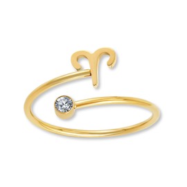 GD GOOD.designs Zodiac Sign Ring Gold with Zirconia Stone for Women – 18K Gold-Plated Women's Ring Made of 316L Stainless Steel | Ring Adjustable (Ring Size 52-60) and Waterproof – Includes Gift Box,