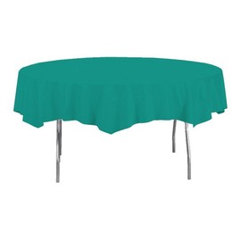 Creative Converting Octy-Round Plastic Table Cover, 82-Inch, Tropical Teal