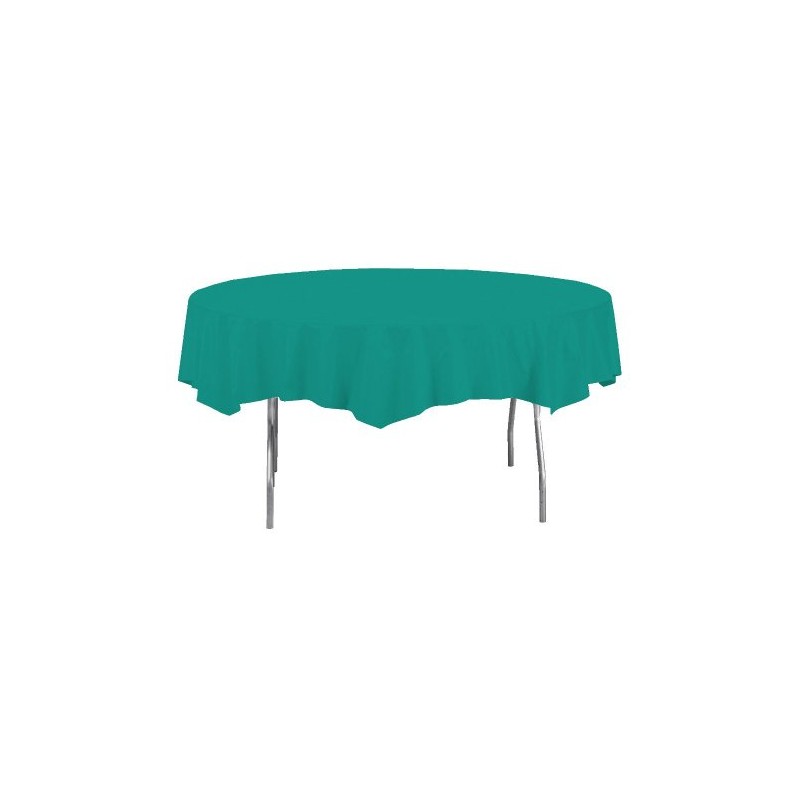 Creative Converting Octy-Round Plastic Table Cover, 82-Inch, Tropical Teal
