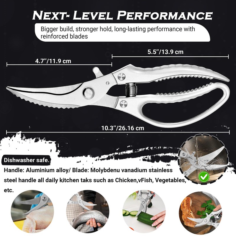 Poultry Scissors- Professional Heavy Duty Kitchen Shears for Spatchcocking Chicken