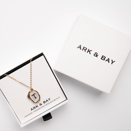 ARK & BAY Letters A-Z Pendant Necklace in Enamel and 18K Gold-Plated Stainless Steel in Gift Box | Gold Initial Necklace For Women (Letter A)