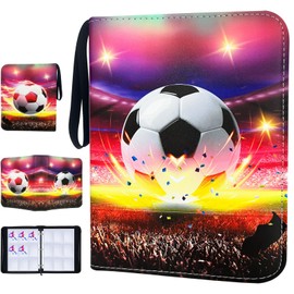 900 Cards Soccer Card Binder, 9-Pocket Card Collections Trading Card Binder 50 Pages Double-Sided Cards Holder with Zipper 3-Ring Card Album for Sports Soccer Card Sleeves Protectors