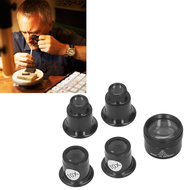 5 Pcs Monocular Magnifier 10X 20X 30X 30x36mm Multifunctional Light