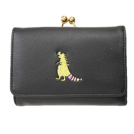 Comical Animal Purse Middle Wallet Trifold RO19-0618 Black (Dinosaur)