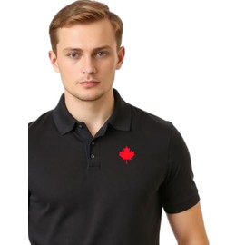 Mens Canada Shirt, Custom Handmade Canada Day Maple Leaf Shirt for Men L3 (Polo, Black, S)