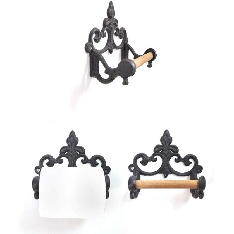 Antique Cast Iron Rustic Toilet Roll Holder Wall-Mounted Paper Holder