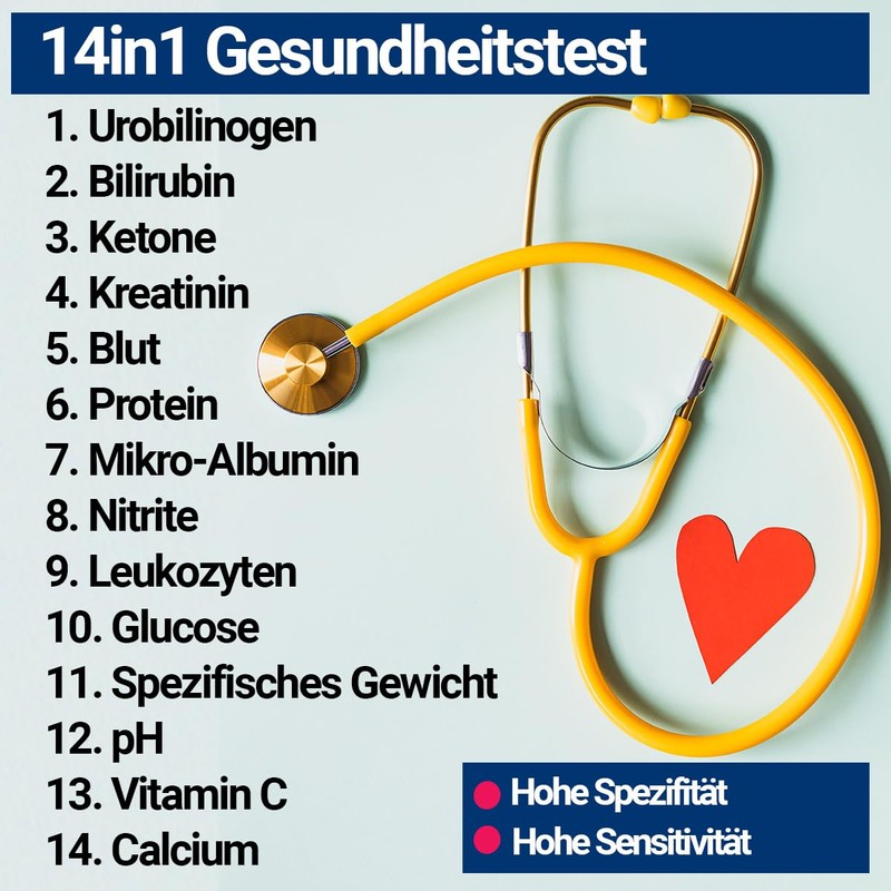 25 x Health Test 14-in-1 Urine Test Strips for 14