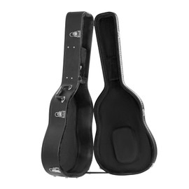 Happybuy Acoustic Guitar Hard Case, 43.31 in Gourd-Shaped, With Lock Key Handle, PVC Padding Lining, Water-Resistant Shell, for 39-41 in Guitar, Black