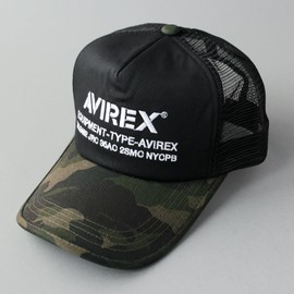 AVIREX USA Embroidered Patch Mesh Cap, Hat, Men’s, Women’s, Military, Summer, Baseball, Logo, NUMBERING Camouflage,