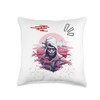Samurai Mask Japanese Anime Kawaii Blossom Cherry Flower Throw Pillow