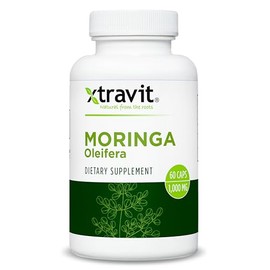 Xtravit Moringa Oleifera Supplement – Natural Superfood for Men & Women - Pure Leaf Extract Supplements - Vegan, Non-GMO, Gluten-Free, Sugar-Free, No Fillers, 1000mg, 60 Capsules
