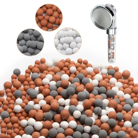 Patelai Replacement Anion Mineral Shower Head Bead Refills Purifying Water Mineral Bead Filtration Stone Ball for Filtered Shower Head, Diameter 7-8 mm(210.0 Grams,Orange, Gray, White)