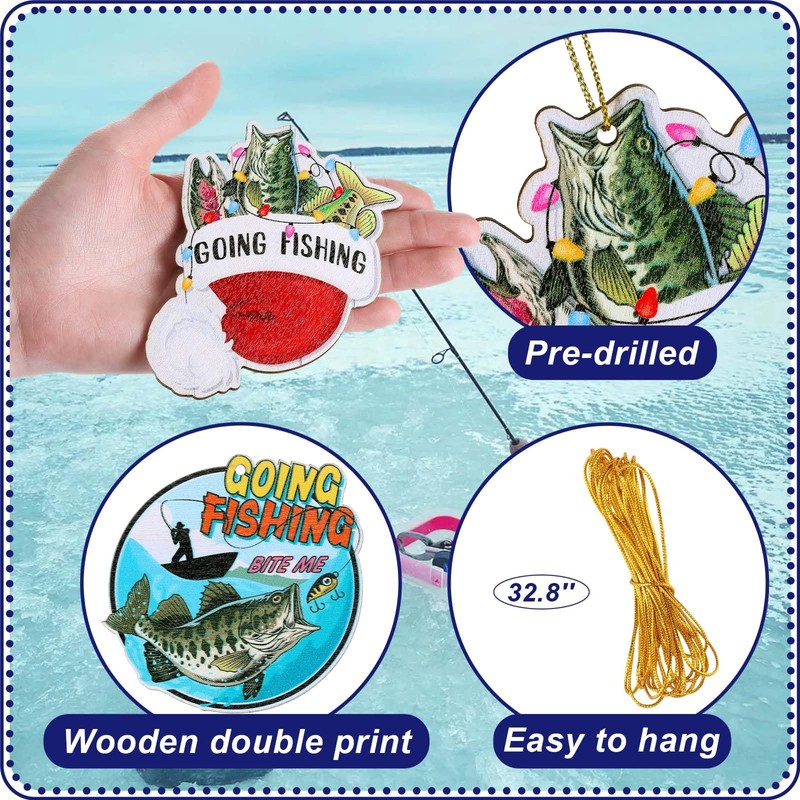 40 Pcs Fishing Ornament Gifts for Christmas Tree 2026 Hanging