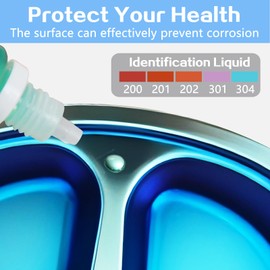 Jioelle Stainless Steel Kids Plates,Salad Plates for Eating Dinner Camping,Unbreakable and Reusable Plates, Dishwasher Safe,3 Compartment Blue Plates (3, blue)