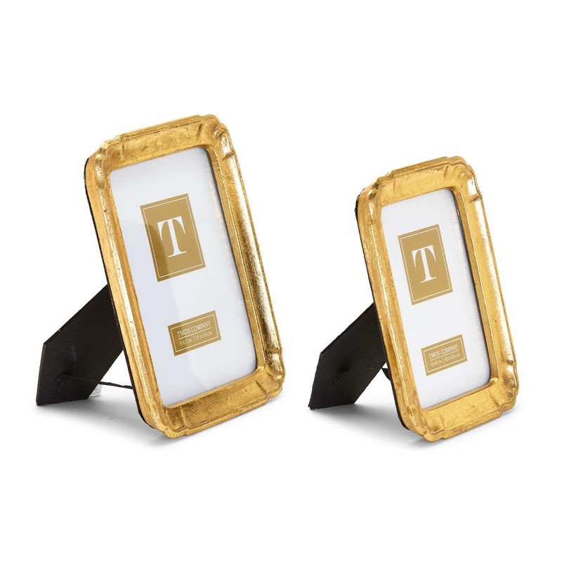 Two's Company Bonheur Set of 2 Gold-Leaf Photo Frames Includes