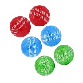 Kosma Pack of 6 Windball Cricket Ball | Soft Training Sparkle Shine Glitter Balls for Coaching Practice (2Pc Each Blue, Red, Green)