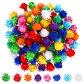100Pcs Craft Pom Pom Balls (1 inch), Colored Pom Poms Arts and Crafts, Soft and Fluffy Craft Pompoms Bulk Large Fuzzy Pompom Balls for Crafts DIY Creative Crafts Decorations