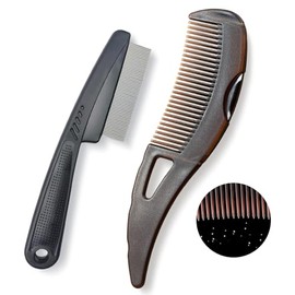 Dandruff Comb, Stainless Steel Fine Tooth Lice/Flea/Psoriasis Comb, Scalp Oil Buildup Removal Wide Hollow Tooth Button Hairbrush for Scalp Massage Care for Man Women and Kids (Black)
