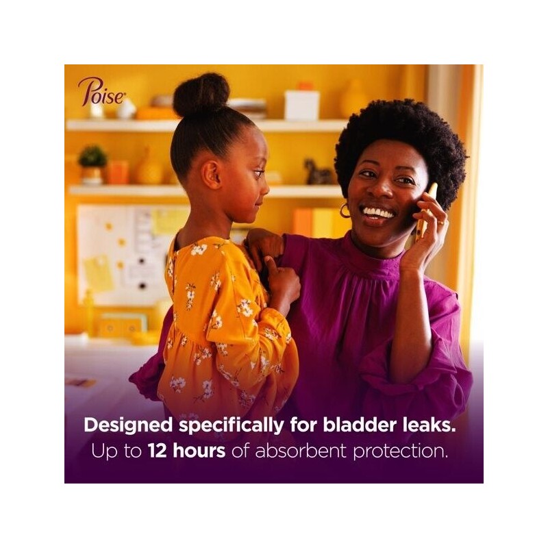 Poise Incontinence & Postpartum Incontinence Pads, 5 Drop Long Length-84