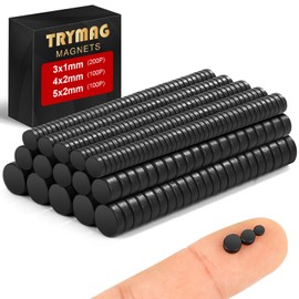 TRYMAG Small Black 360Pcs, 3x1mm Neodymium Magnets, Tiny Strong Round Rare Earth Mini Round Neodymium Magnets for Fridge, Office, Crafts, DIY, Science