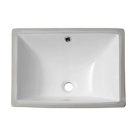 Bathroom Sink Undermount - Sarlai S018MP 18.5'' Pure White Rectangle Undermount Sink Porcelain Ceramic Lavatory Vanity Bathroom Sink