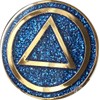 AA Circle Triangle Logo Reflex Blue Glitter Gold Plated Chip