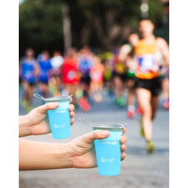 Burtrail 200 ml/6.8 oz-2Pack-Collapsible Cup TPU Running Water Cup Foldable Reusable Protable for Running,Backpacking,Traveling,Climbing,Marathon-BPA Free,SkyBlue