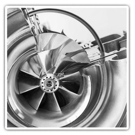 Square Stickers (Set of 2) 7.5cm BW - Turbo Charger Car Men's Fun Decals for Laptops,Tablets,Luggage,Scrap Booking,Fridges, #38178