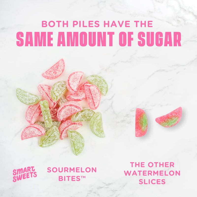 SmartSweets Sourmelon bites, Low Sugar Gummy Candy (3g), Low Calorie