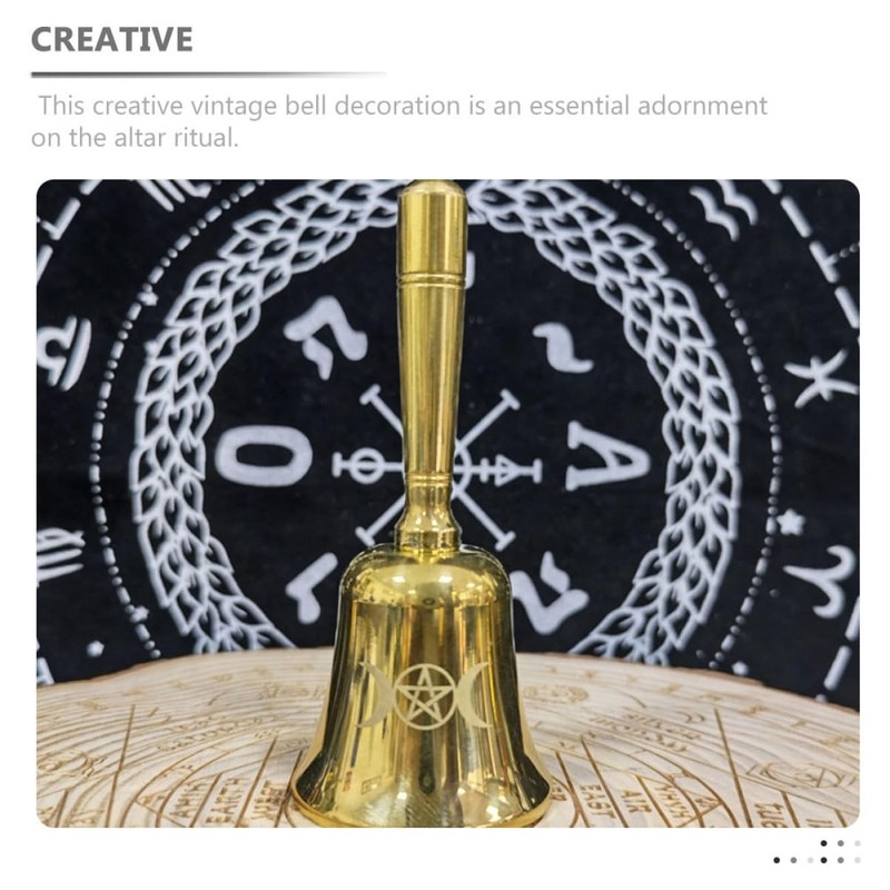 MAGICLULU Mini Brass Altar Bell with Pentagram Pattern Multi Functional