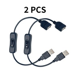 Clearhill 2Pcs 5V USB On/Off Switch with USB Male and Female Connectors(Balck),22AWG Wire,Easy to Open and Close,for PC,TV,Car,USB Fan,5V LED Strips