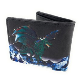 Shag Wear Medieval Dragon Men's and Teen Boy's Billfold Wallet Vegan Faux Leather Black