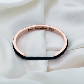 WUSUANED Breathe Hair Tie Deep Grooved Cuff Bracelet Lotus Flower Yoga Sign Jewelry Gift for Women