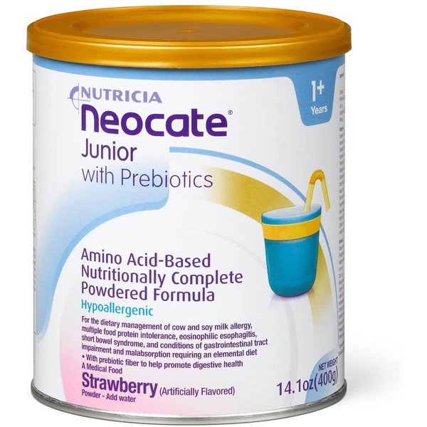 Neocate Junior with Prebiotics, Strawberry, 14.1 oz / 400 g (Case of 4 cans)