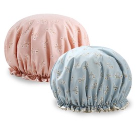 Reccisokz Pack of 2 Shower Ear Protectors, Waterproof Shower Cap, Reusable Double Hair Cap with Elastic Band, Women's Spa Salon Tourist Hotel Home