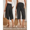 Huukeay Women's Cotton Linen Maternity Capris Pants, Lounge Pregnancy Cropped