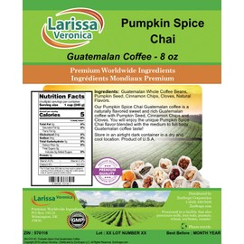 Pumpkin Spice Chai Guatemalan Coffee (Gourmet, Naturally Flavored, Whole Coffee Beans) (8 oz, ZIN: 570116) - 3 Pack