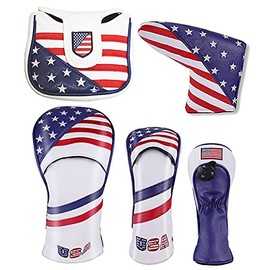 SelectPlaza Custom Design ◆ American Flag Head Cover USA Flag ◆ Driver/Fairway Wood/Utility/Putter DR FW UT Select Plaza (Free, Utility)